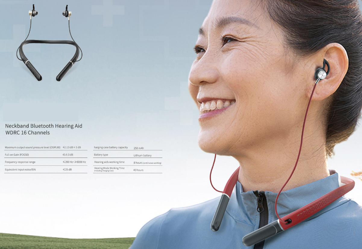 Neckband Bluetooth Hearing Aids (FDA Approved)